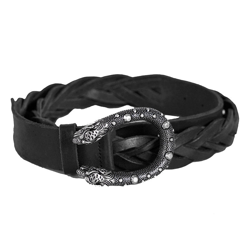 sz 110/44 NEW $550 GUCCI Men's DIONYSUS BUCKLE Black Braided RUGGED Leather BELT