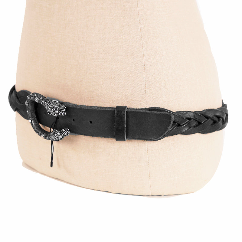 sz 110/44 NEW $550 GUCCI Men's DIONYSUS BUCKLE Black Braided RUGGED Leather BELT