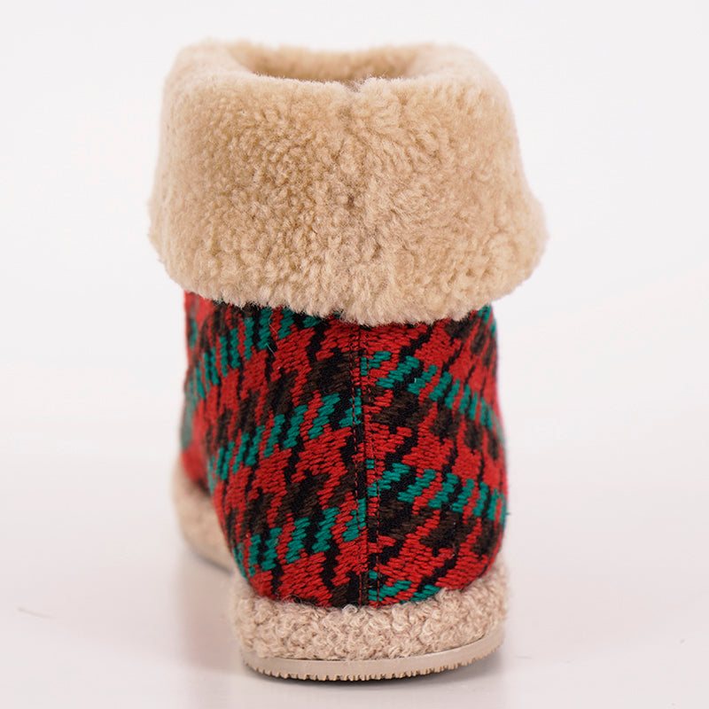 37.5 NEW $950 GUCCI Red Green HOUNDSTOOTH WOOL Gold Horsebit Ankle BOOTS