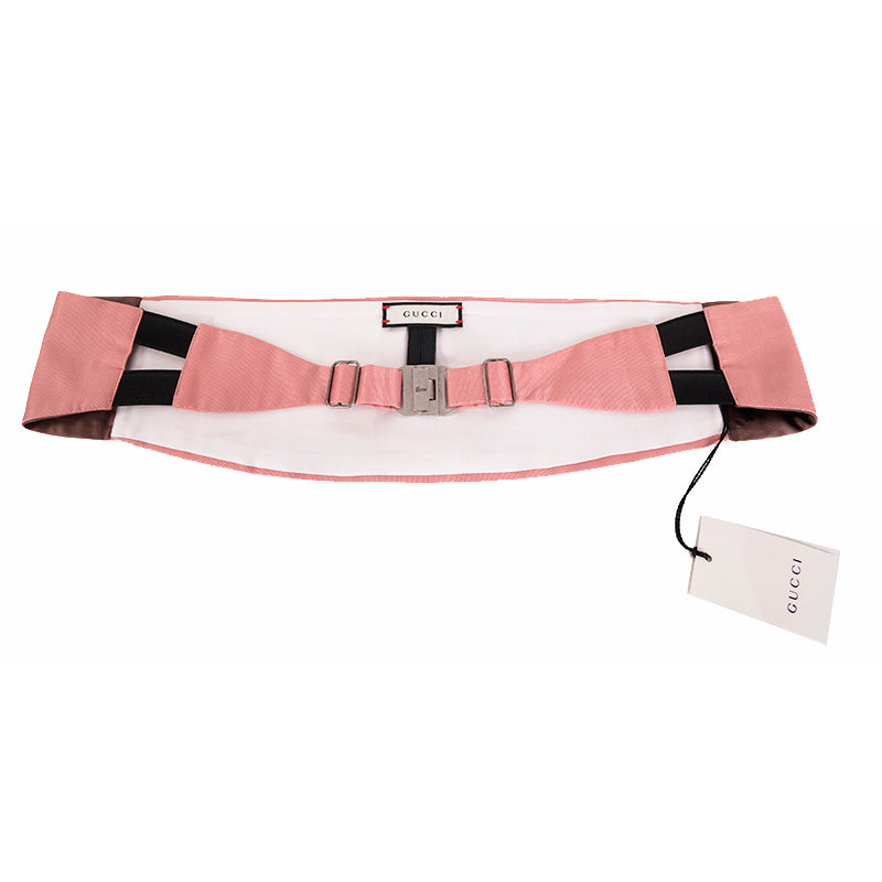 sz S/M NEW $350 GUCCI Men's Pink Silk Faille Classic TUXEDO BELT CUMMERBUND