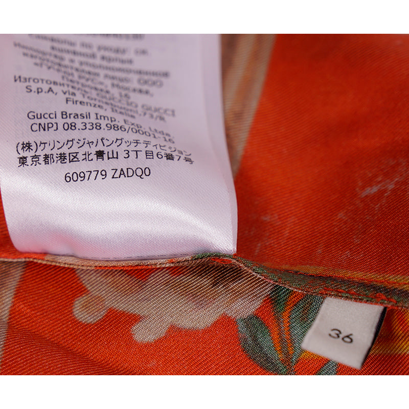 sz 36 NEW $3,200 GUCCI Orange ROMAIN TALE GREEK PRINT Silk Twill Caftan DRESS XS