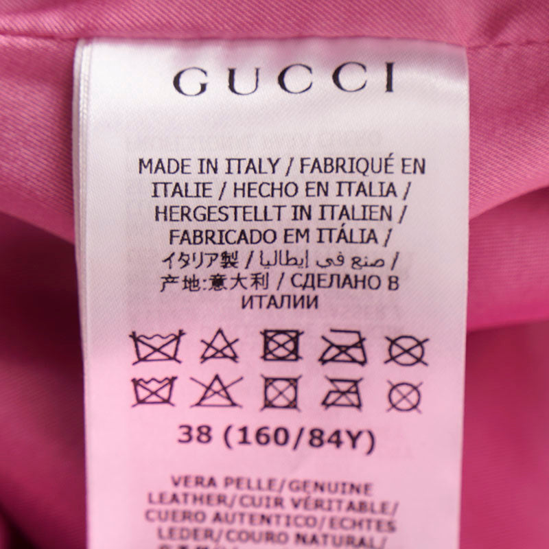 38 XS NEW $2,700 GUCCI Peony Blush Pink LEATHER Mod Retro Straight SHIFT DRESS
