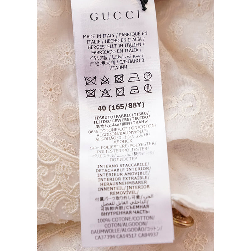 sz 40 NEW $3,300 GUCCI Ivory GG & FLOWER EMBROIDERED Short Summer DRESS & SLIP