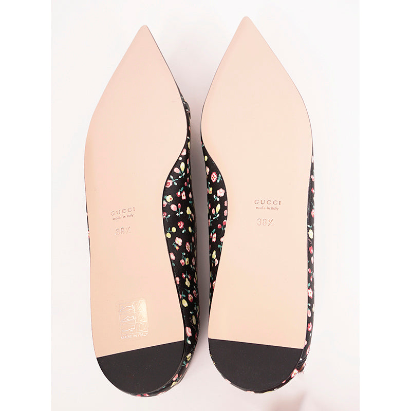 38.5 NEW $890 GUCCI X LIBERTY COLLECTION Blue FLORAL BIRD PRINT Horsebit FLATS