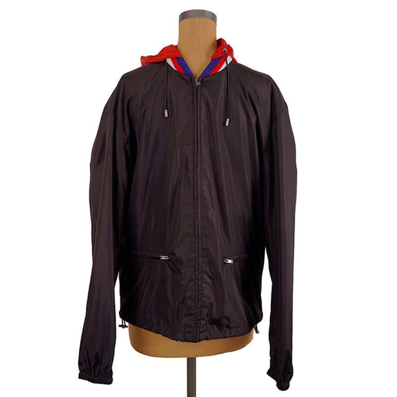 sz 52 NEW $1500 GUCCI Men's Black VINTAGE 80'S GG LOGO Nylon WINDBREAKER JACKET