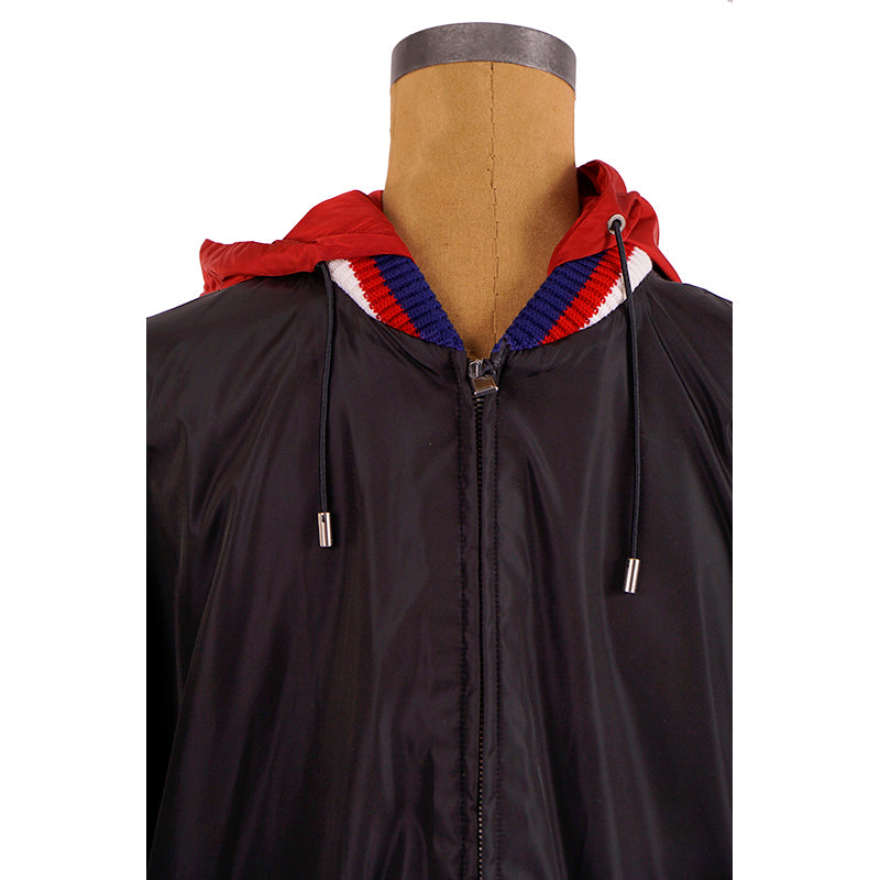 sz 52 NEW $1500 GUCCI Men's Black VINTAGE 80'S GG LOGO Nylon WINDBREAKER JACKET