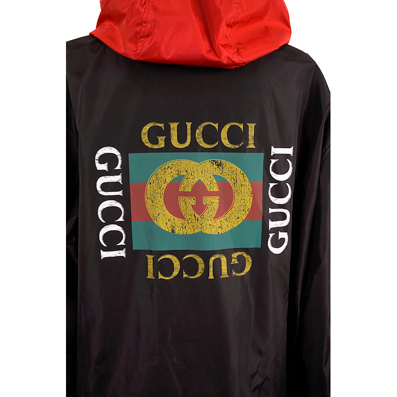 sz 52 NEW $1500 GUCCI Men's Black VINTAGE 80'S GG LOGO Nylon WINDBREAKER JACKET
