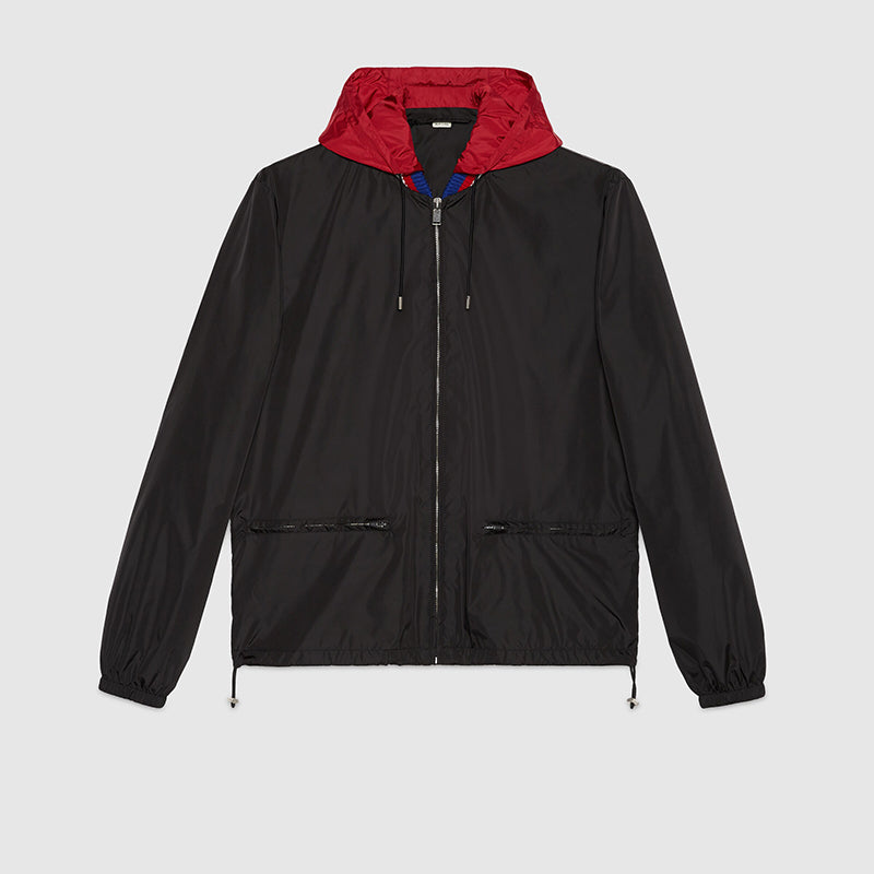 sz 52 NEW $1500 GUCCI Men's Black VINTAGE 80'S GG LOGO Nylon WINDBREAKER JACKET