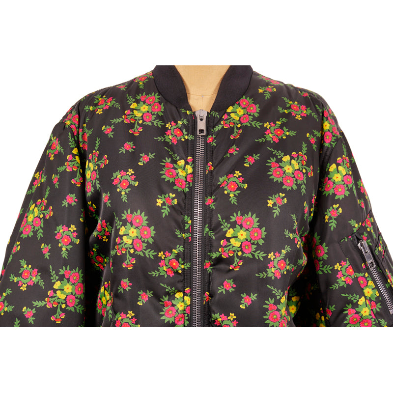 sz 40 $2800 GUCCI RUNWAY Black BOUQUETS FLORAL PRINT Nylon Spring BOMBER JACKET