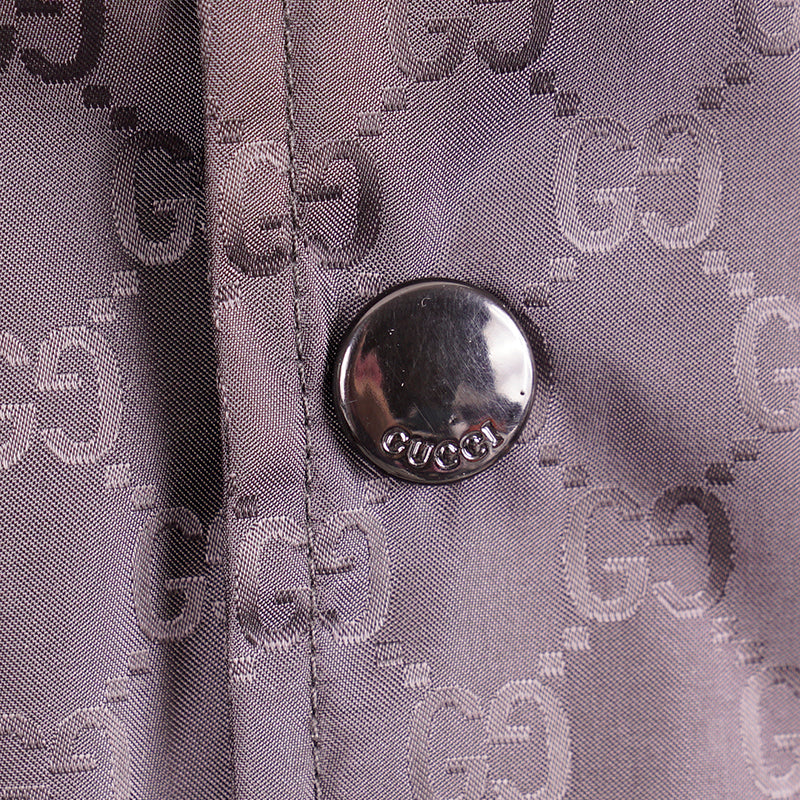 sz 54 NEW $1900 GUCCI Men's Black GG Jacquard WINDBREAKER JACKET Detachable HOO