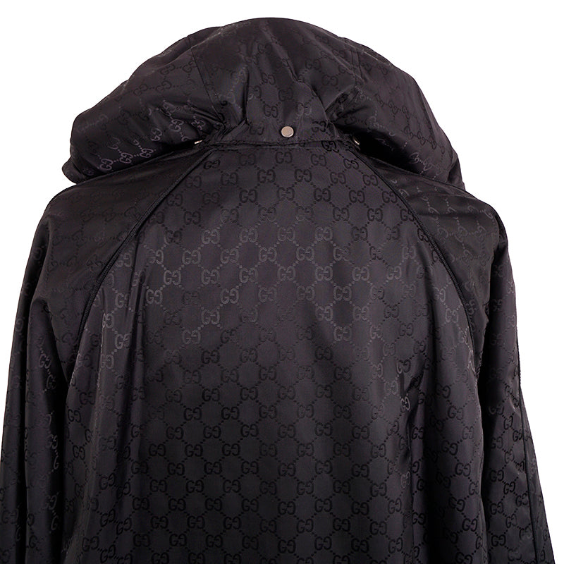 sz 54 NEW $1900 GUCCI Men's Black GG Jacquard WINDBREAKER JACKET Detachable HOO