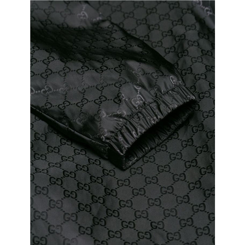 sz 54 NEW $1900 GUCCI Men's Black GG Jacquard WINDBREAKER JACKET Detachable HOO