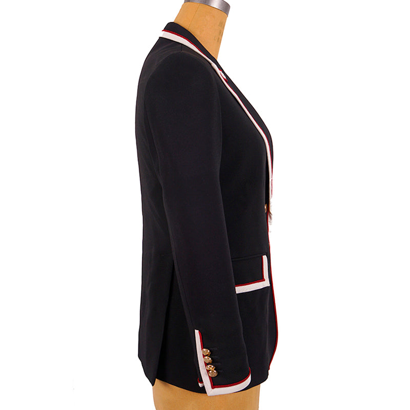 38 NEW $2,700 GUCCI Runway Black Cady BLAZER JACKET - Archival GG LOGO LINING
