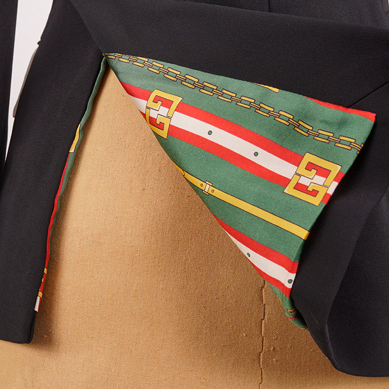 38 NEW $2,700 GUCCI Runway Black Cady BLAZER JACKET - Archival GG LOGO LINING