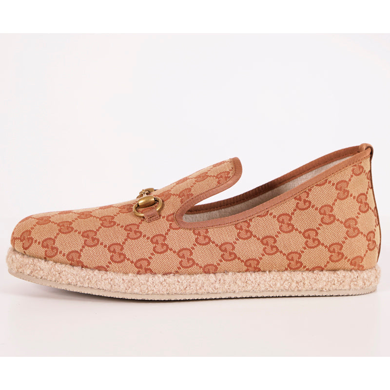 9G US 9.5 NEW $640 GUCCI Men's Fria GG Tan Canvas ESPADRILLES HORSEBIT LOAFERS