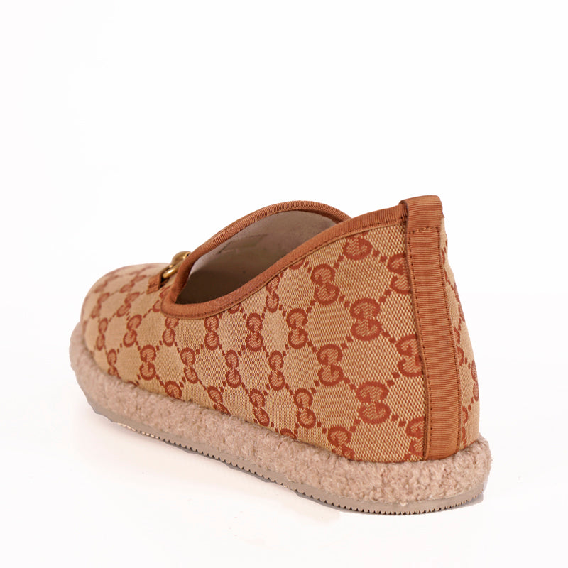 9G US 9.5 NEW $640 GUCCI Men's Fria GG Tan Canvas ESPADRILLES HORSEBIT LOAFERS