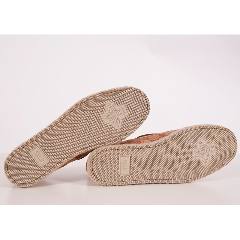 9G US 9.5 NEW $640 GUCCI Men's Fria GG Tan Canvas ESPADRILLES HORSEBIT LOAFERS