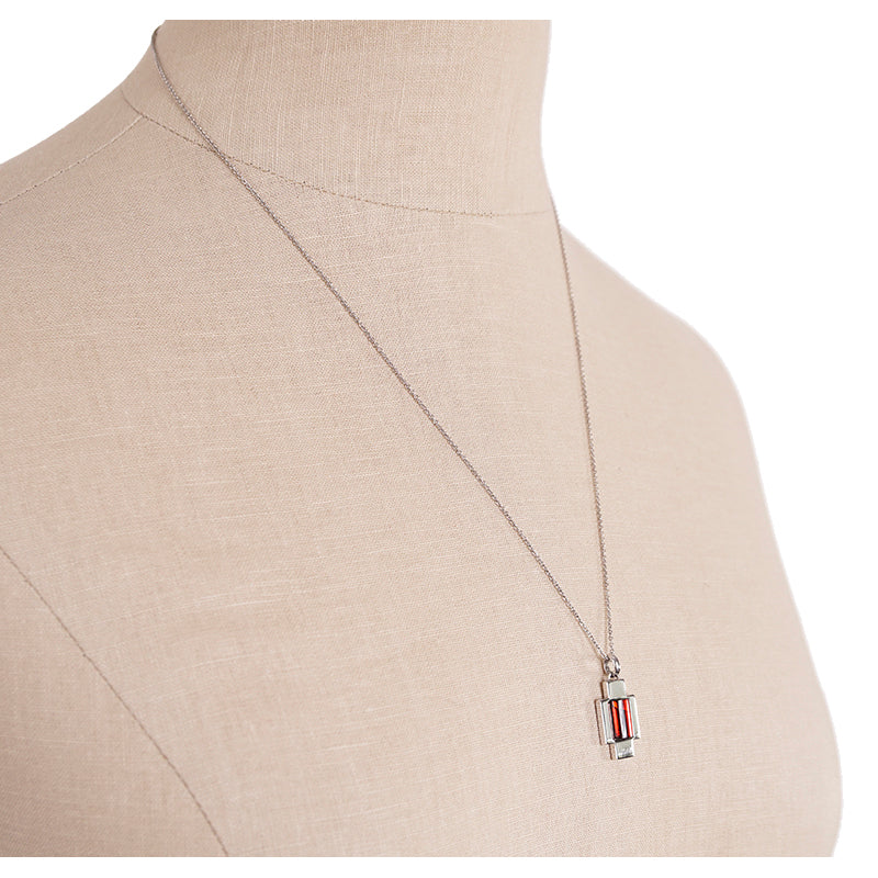 NEW $650 GUCCI .925 Sterling Silver GARNET Cabochon CROSS PENDANT NECKLACE NWB