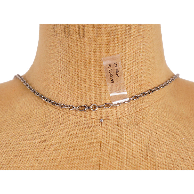 NEW $820 GUCCI GARDEN Aged Sterling Silver SNAKE OUROBOROS GG LOGO NECKLACE NWB