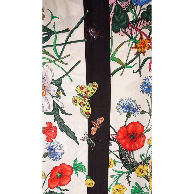 sz 40 NEW $1,300 GUCCI Ivory FLORA & Pink SNAKE PRINT Silk TROUSERS PANTS NWT