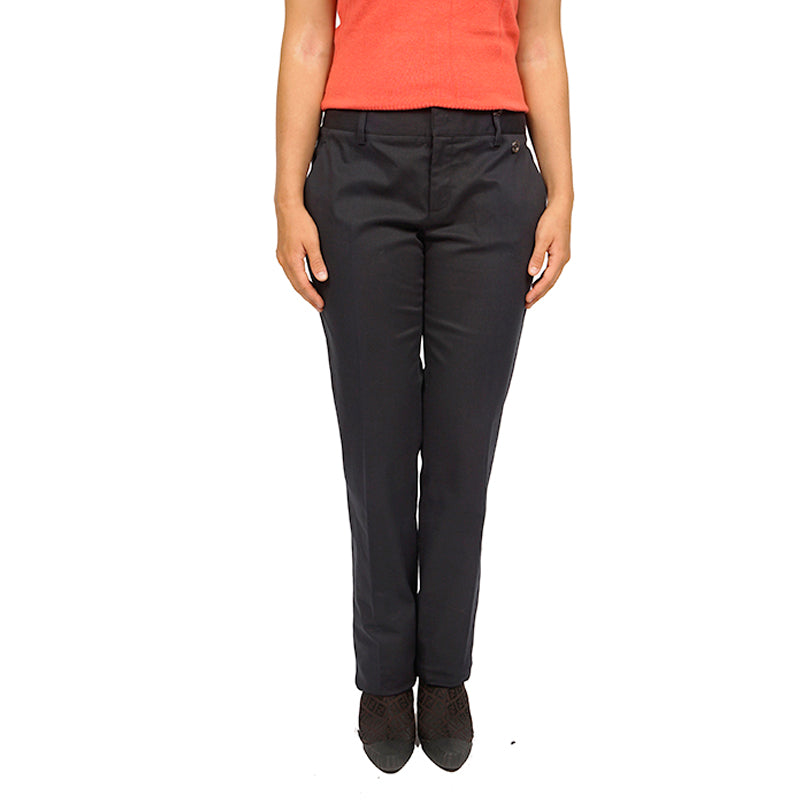 sz 40 NEW $750 GUCCI Woman's Navy Blue Cotton Twill STRAIGHT LEG Trousers PANTS