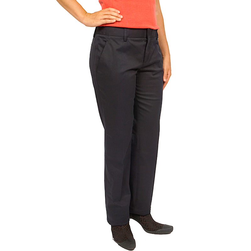 sz 40 NEW $750 GUCCI Woman's Navy Blue Cotton Twill STRAIGHT LEG Trousers PANTS