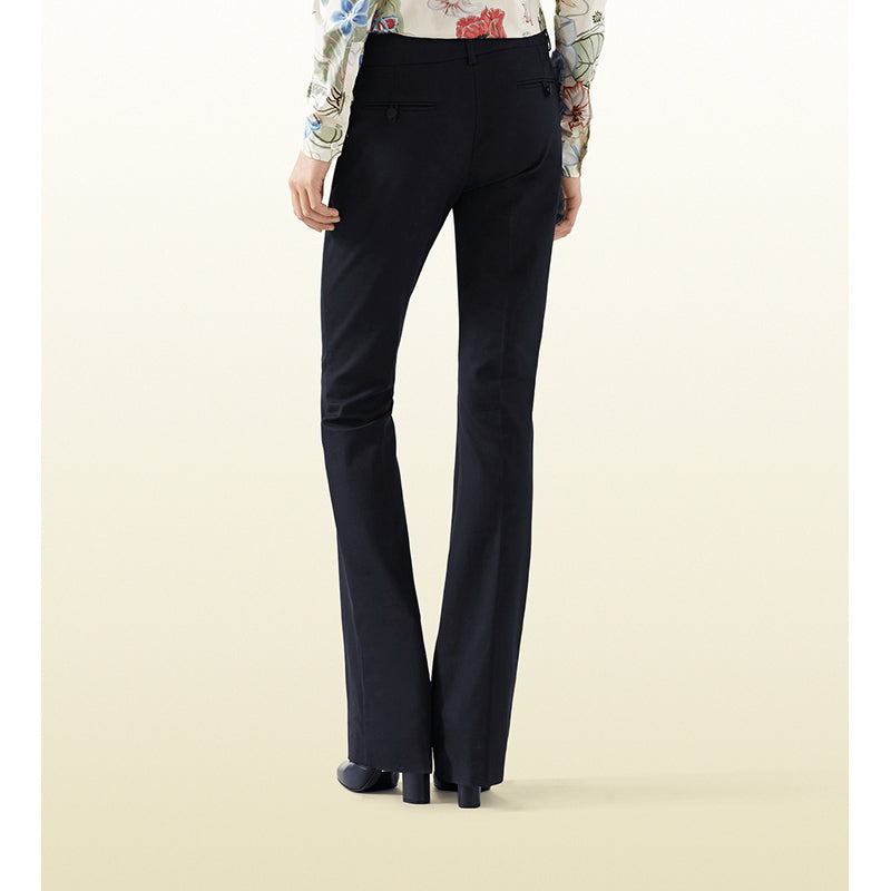 sz 40 NEW $750 GUCCI Woman's Navy Blue Cotton Twill STRAIGHT LEG Trousers PANTS