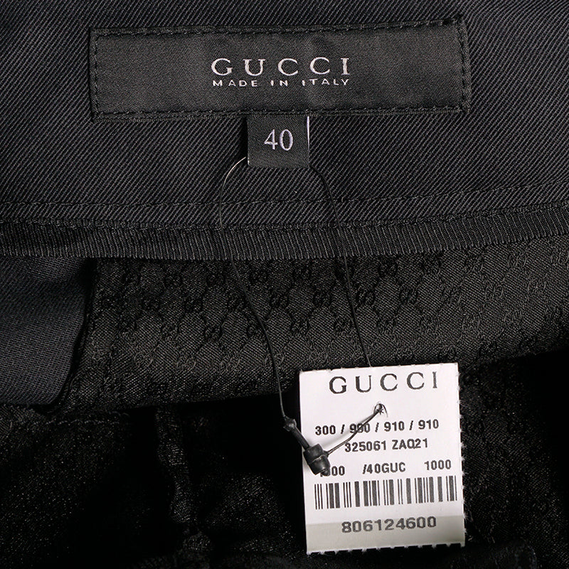 sz 40 NEW $750 GUCCI Woman's Navy Blue Cotton Twill STRAIGHT LEG Trousers PANTS