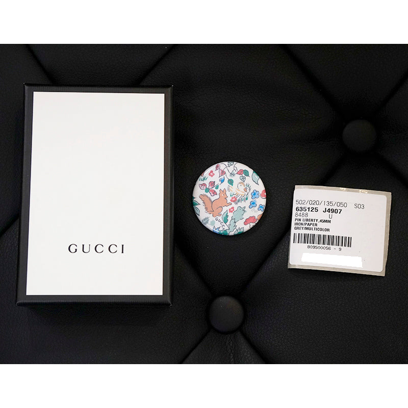 NEW $145 GUCCI X LIBERTY COLLECTION Floral & Animal Print Round BROOCH PIN NIB