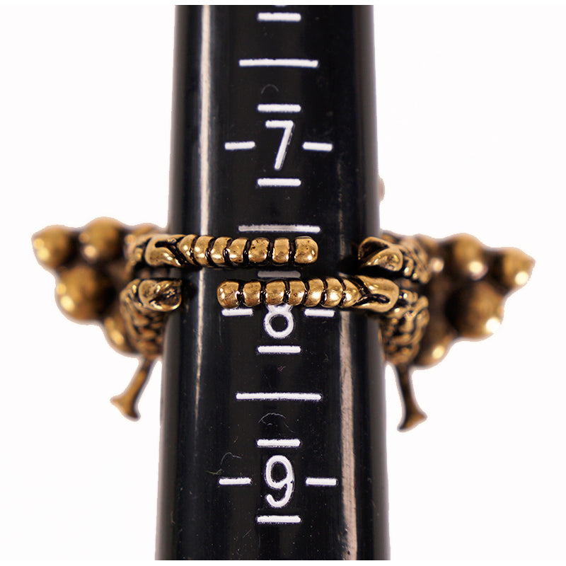 sz M (7/8) NEW $580 GUCCI Aged Gold Tone BEE Motif GLASS PEARL Covered Wing RING