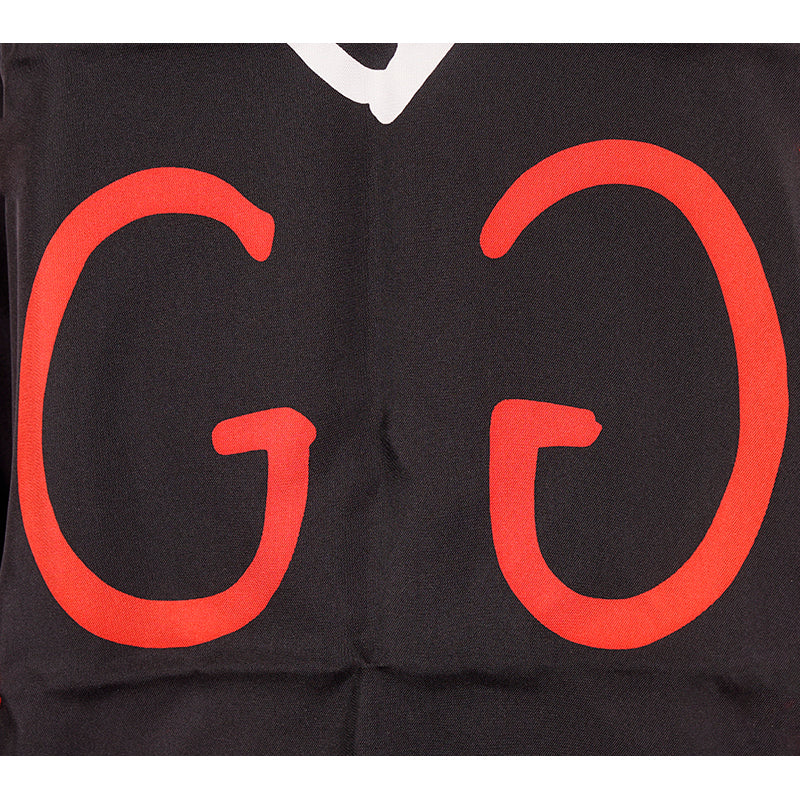NEW $495 GUCCI Black & Red GG GUCCI GHOST Diamond Print Square Silk Twill SCARF