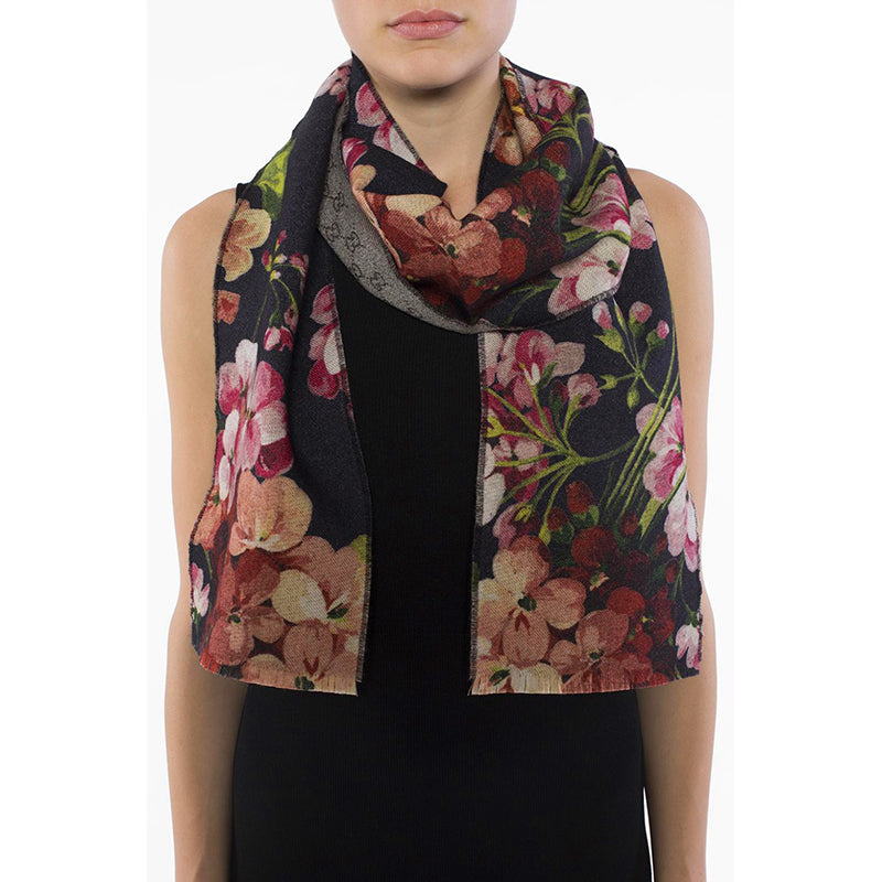 Gucci 'gg Blooms' Monogram Floral Print Silk Scarf in Natural