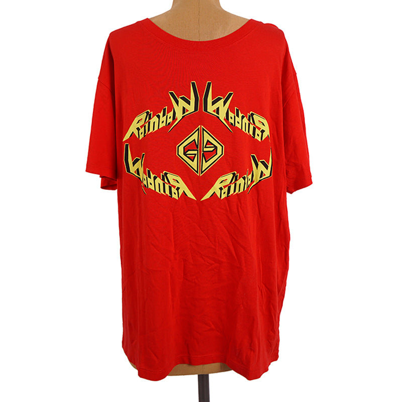 L & XXL NEW $580 GUCCI Men's Red Cotton Yellow ROCKER GG LOGO Rainbow Tee T-SHIRT
