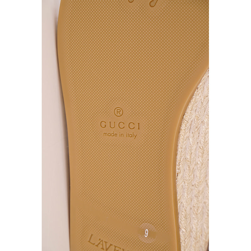 9G US 9.5 NEW $630 GUCCI Men's GG LOGO Blue Espadrille Lace-Up HYBRID SNEAKERS