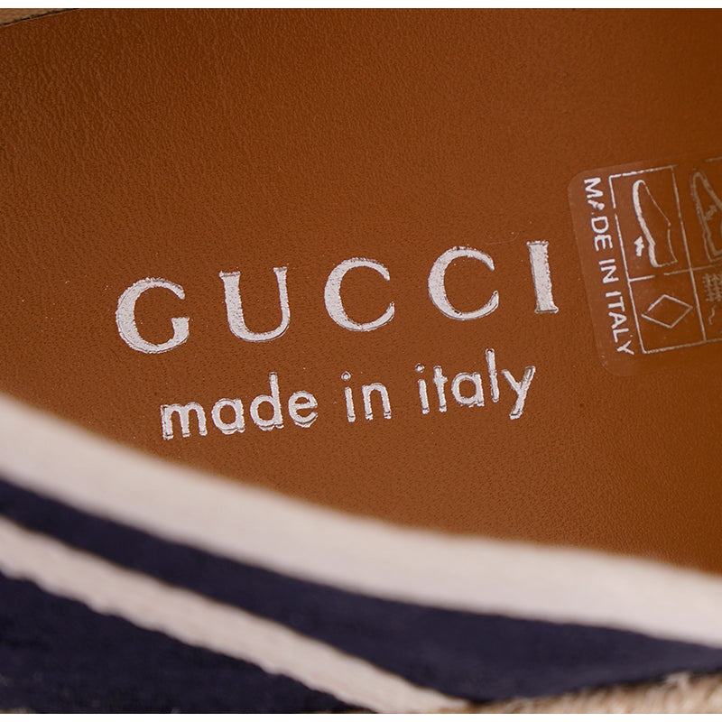 9G US 9.5 NEW $630 GUCCI Men's GG LOGO Blue Espadrille Lace-Up HYBRID SNEAKERS