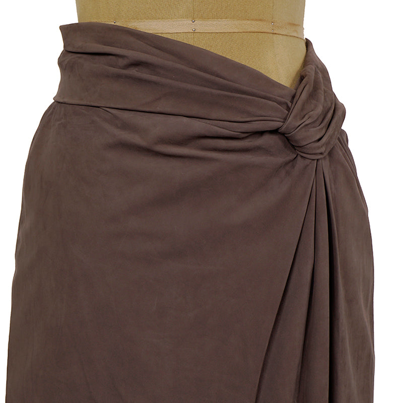 40 NEW $2500 GUCCI RUNWAY Brown 100% LEATHER SUEDE Knot Accent Pencil SKIRT XS