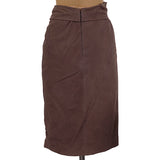 40 NEW $2500 GUCCI RUNWAY Brown 100% LEATHER SUEDE Knot Accent Pencil SKIRT XS