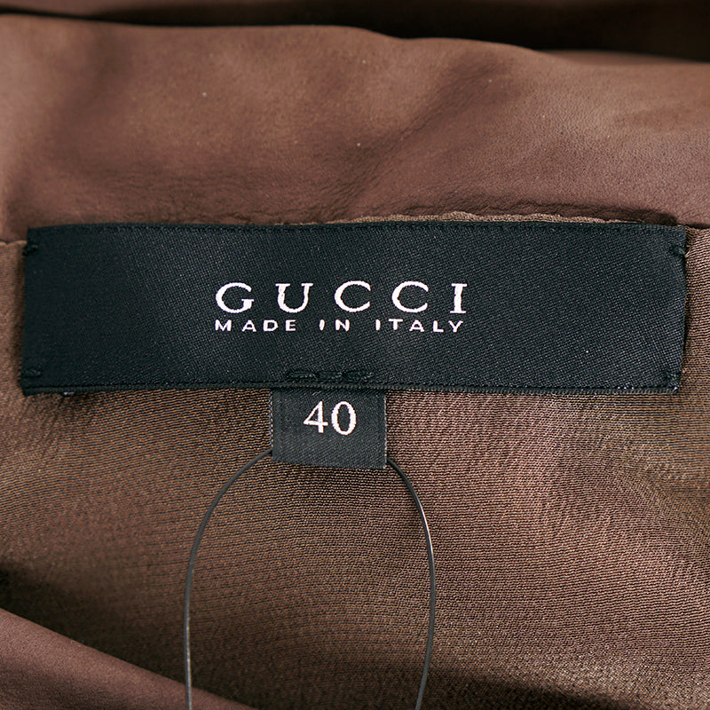 40 NEW $2500 GUCCI RUNWAY Brown 100% LEATHER SUEDE Knot Accent Pencil SKIRT XS