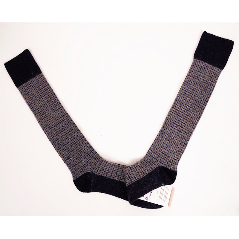 sz S NEW $195 GUCCI Men’s Wool Grey Blue Pattern INTERLOCKING LOGO GG Tall SOCKS