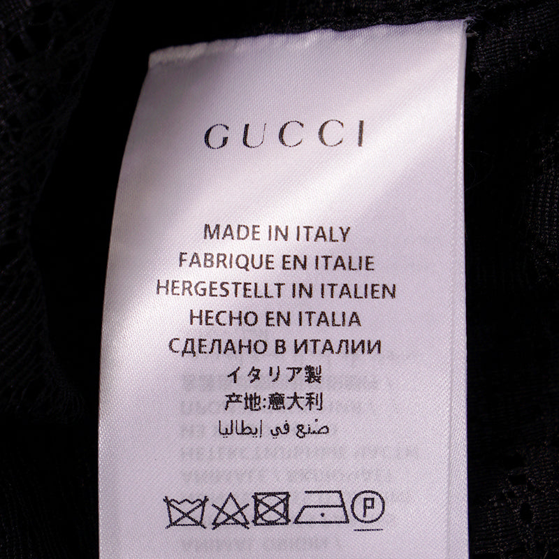 46 US 10 NEW $1195 GUCCI Black SHEER LACE Button Front Long Sleeve RUFFLE BLOUSE TOP
