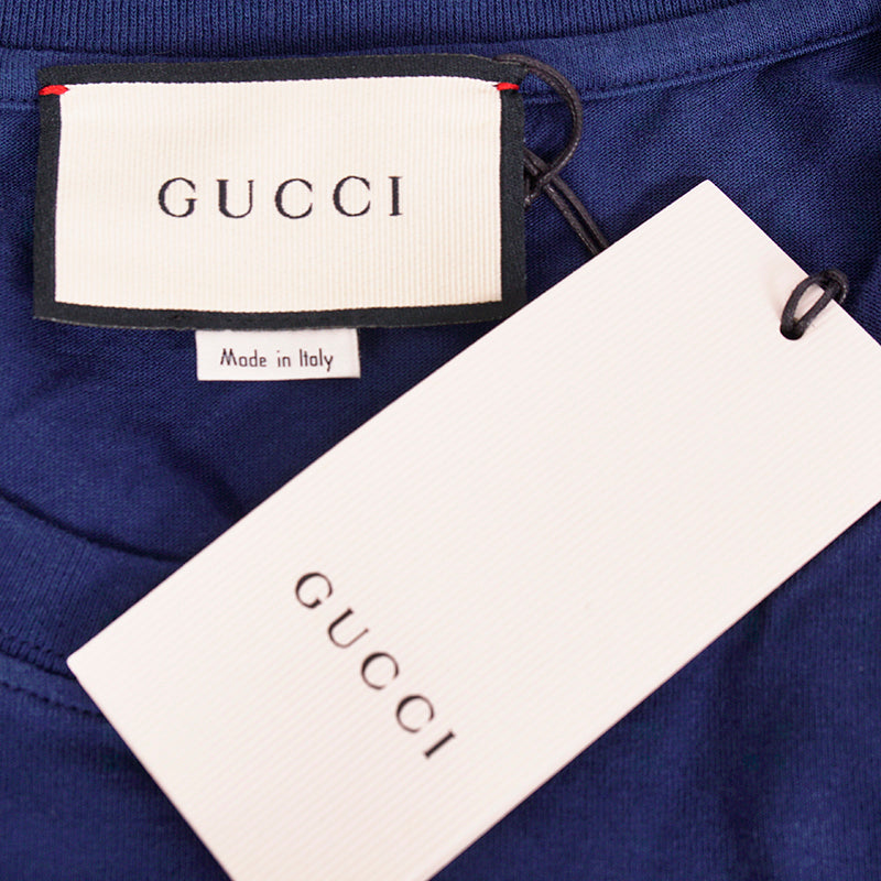 sz XS NEW $590 GUCCI MEN'S Blue Cotton 80'S VINTAGE GG LOGO Classic T-SHIRT TEE