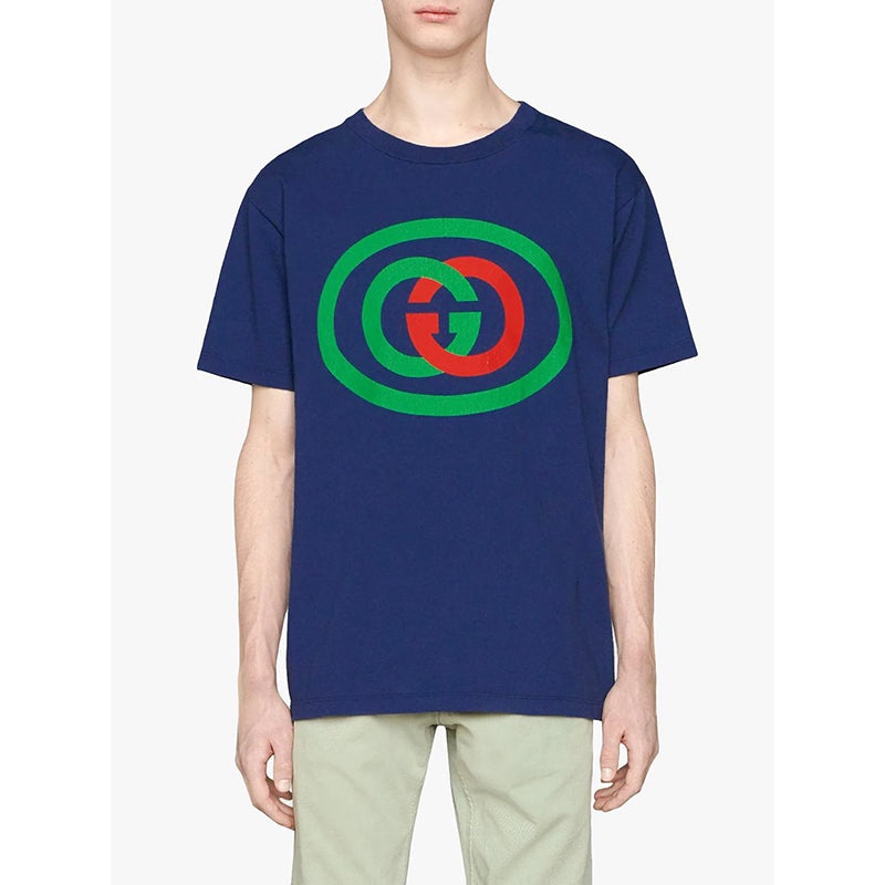 sz XS NEW $590 GUCCI MEN'S Blue Cotton 80'S VINTAGE GG LOGO Classic T-SHIRT TEE