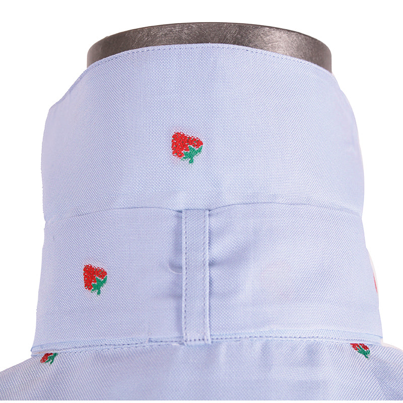 42 NEW $980 GUCCI Blue Cotton STRAWBERRY PATTERN Button Down SHIRT BLOUSE TOP 8