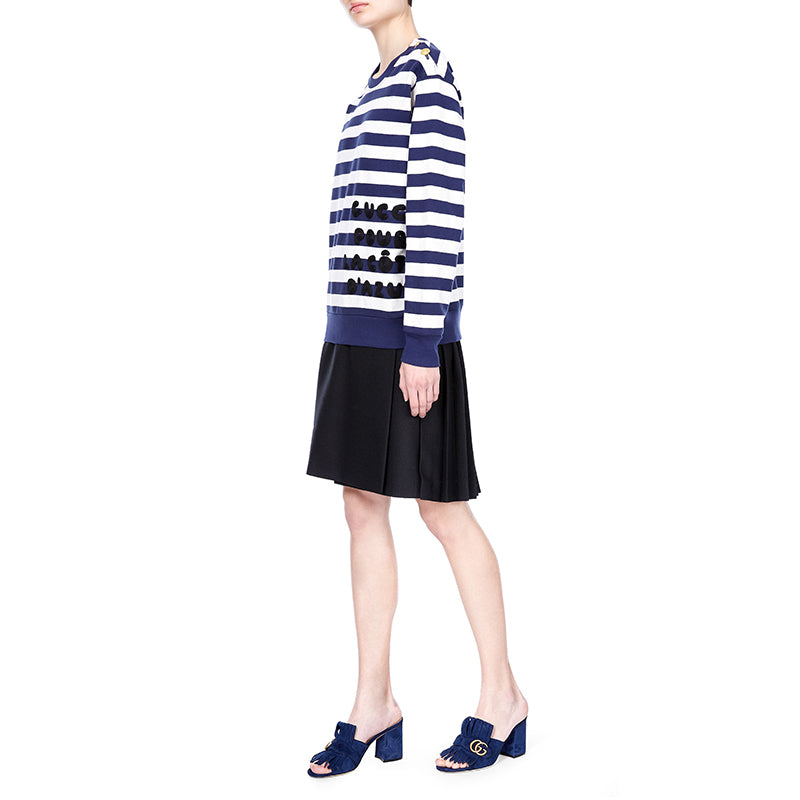 XS NEW $1500 GUCCI Blue White Striped POUR LA COTE D'AZUE Cotton SWEATSHIRT TOP