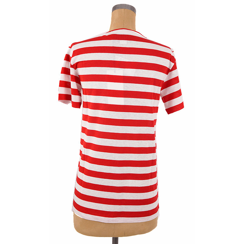 XS NEW $1,100 GUCCI Red White Striped POUR LA COTE D'AZUR Patch Cotton TEE TOP