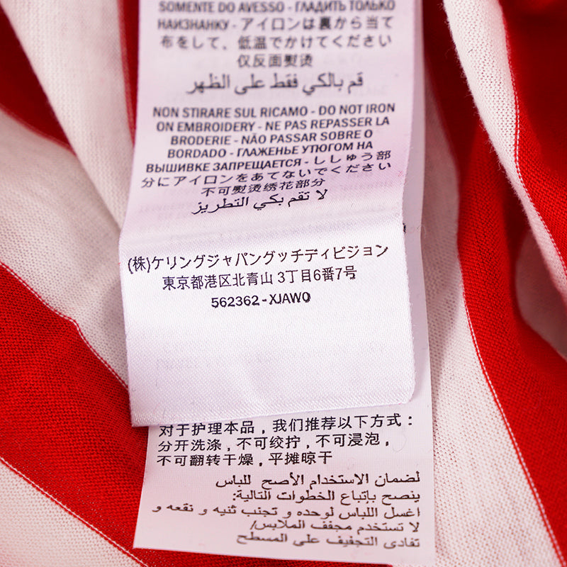 XS NEW $1,100 GUCCI Red White Striped POUR LA COTE D'AZUR Patch Cotton TEE TOP