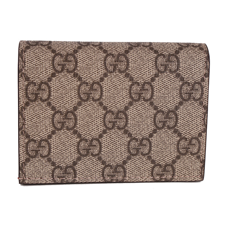 NEW $495 GUCCI GG Supreme Canvas GG Logo BOSCO DOG PATCH Snap Card Case WALLET