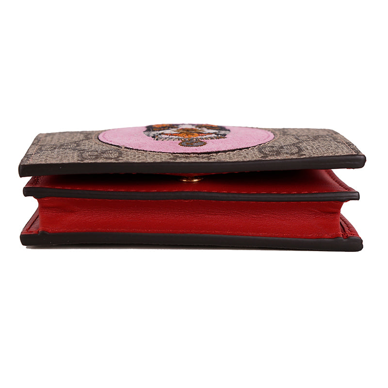 NEW $495 GUCCI GG Supreme Canvas GG Logo BOSCO DOG PATCH Snap Card Case WALLET