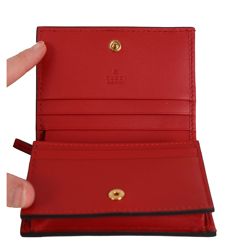 NEW $495 GUCCI GG Supreme Canvas GG Logo BOSCO DOG PATCH Snap Card Case WALLET