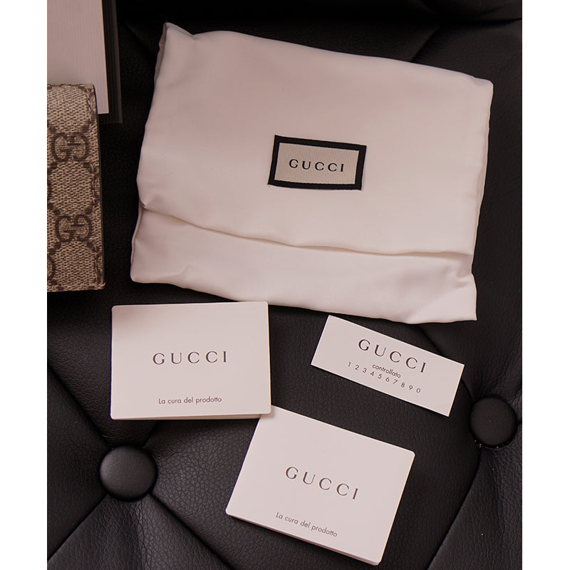 NEW $495 GUCCI GG Supreme Canvas GG Logo BOSCO DOG PATCH Snap Card Case WALLET
